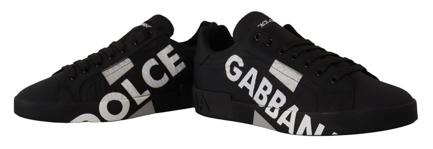 Dolce & Gabbana Elegant Black Casual Sneakers with White Logo Detail