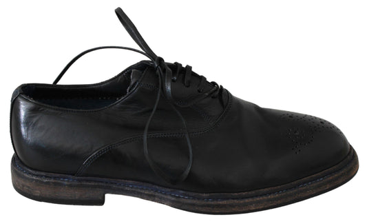 Dolce & Gabbana Elegant Black Leather Derby Dress Shoes