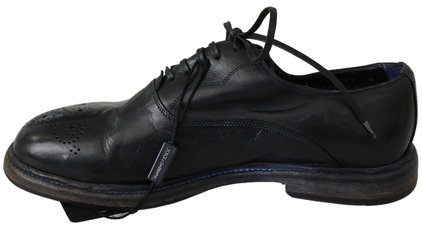 Dolce & Gabbana Elegant Black Leather Derby Dress Shoes