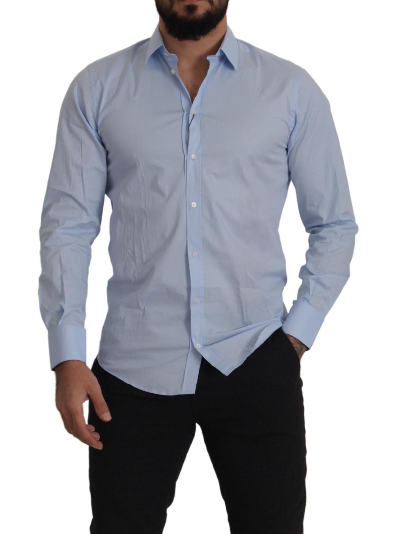 Dolce & Gabbana Luxurious Light Blue Cotton Martini Dress Shirt