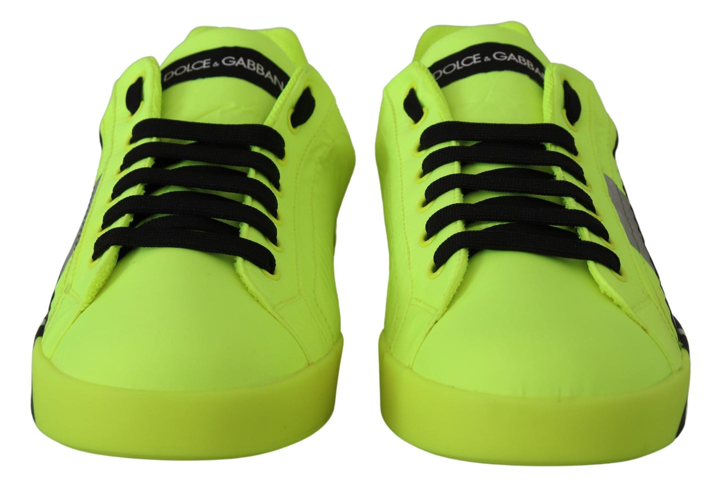 Dolce & Gabbana Neon Yellow Casual Sneakers with Black Logo Accents