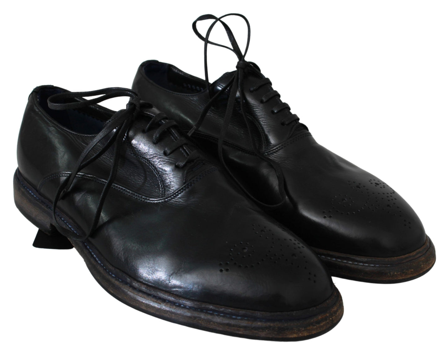 Dolce & Gabbana Elegant Black Leather Derby Dress Shoes