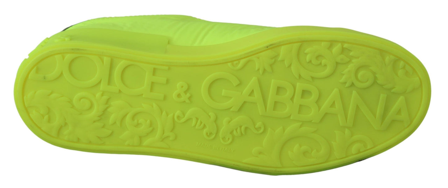 Dolce & Gabbana Neon Yellow Casual Sneakers with Black Logo Accents