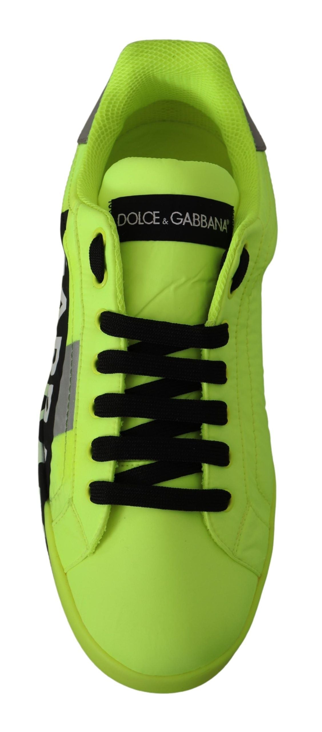 Dolce & Gabbana Neon Yellow Casual Sneakers with Black Logo Accents