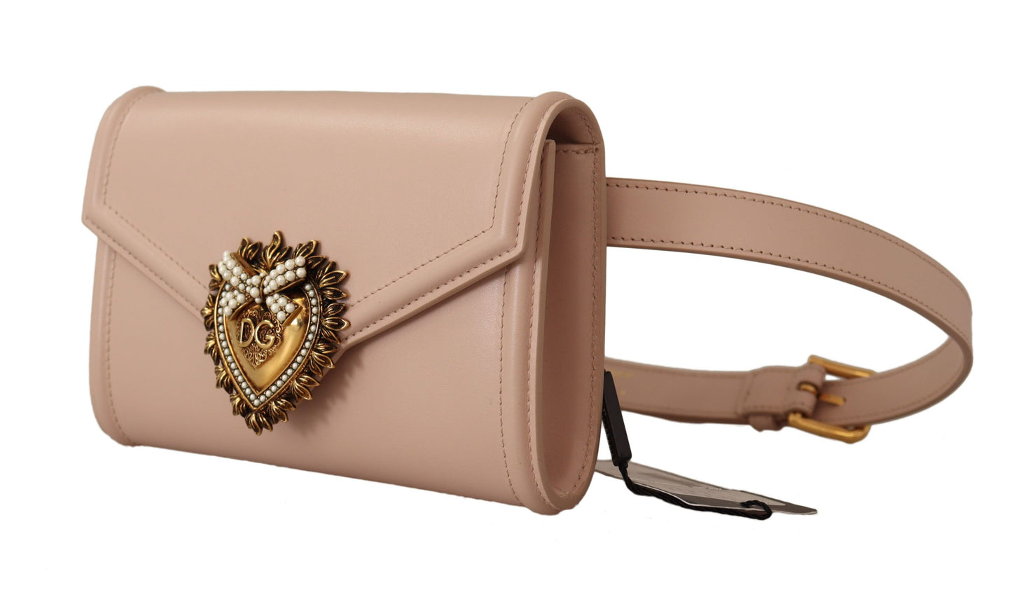 Dolce & Gabbana Elegant Powder Pink Leather Clutch