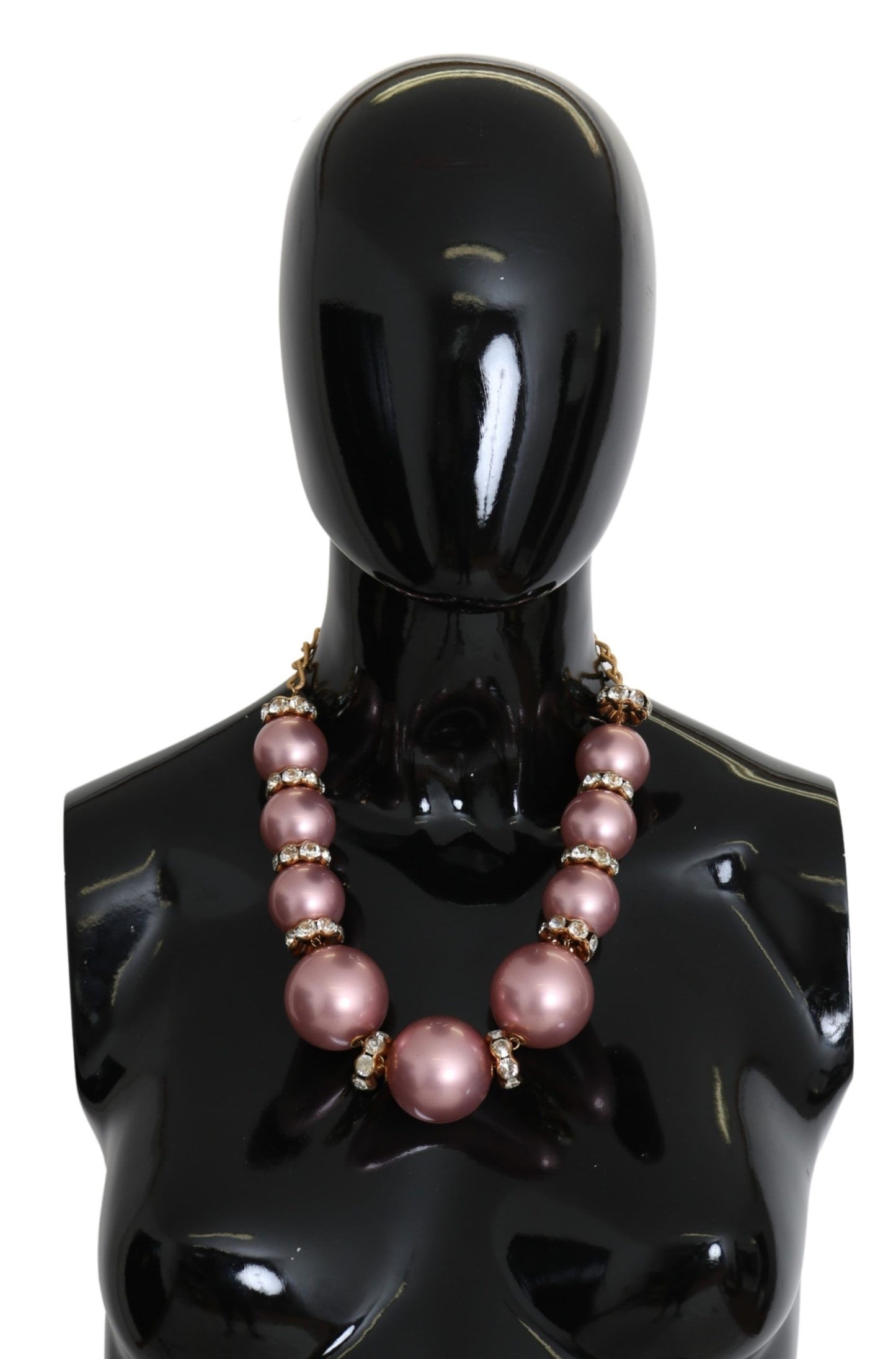 Dolce & Gabbana Elegant Gold-Tone Faux Pearl Crystal Necklace