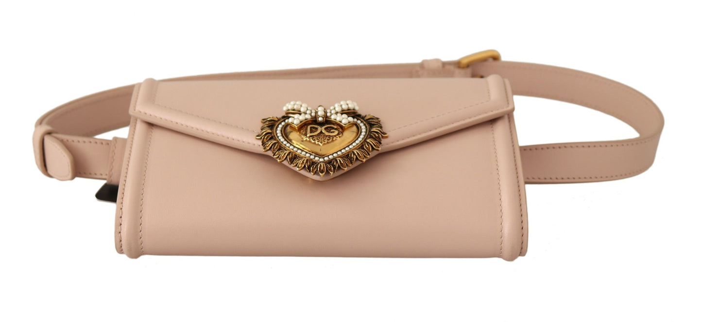 Dolce & Gabbana Elegant Powder Pink Leather Clutch