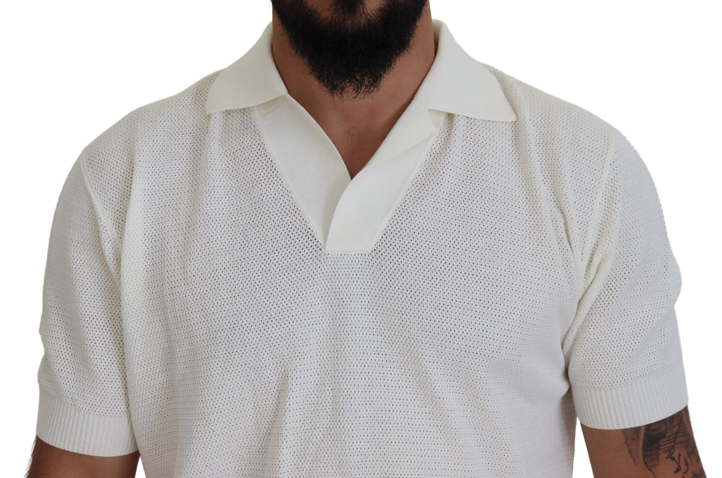 Dolce & Gabbana Ivory White Polo T-Shirt with Classic Elegance