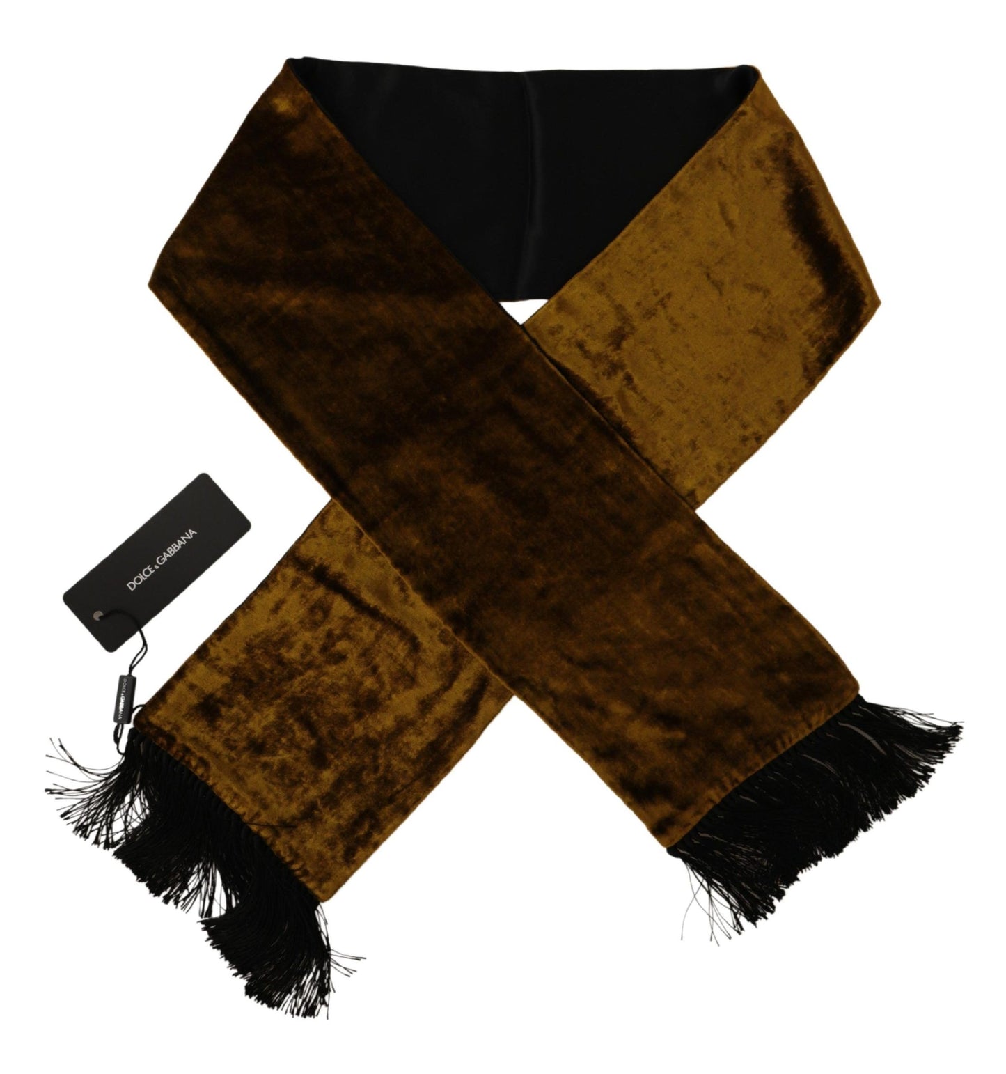 Dolce & Gabbana Brown Mens Shawl Warm Neck Wrap Fringe Silk Scarf