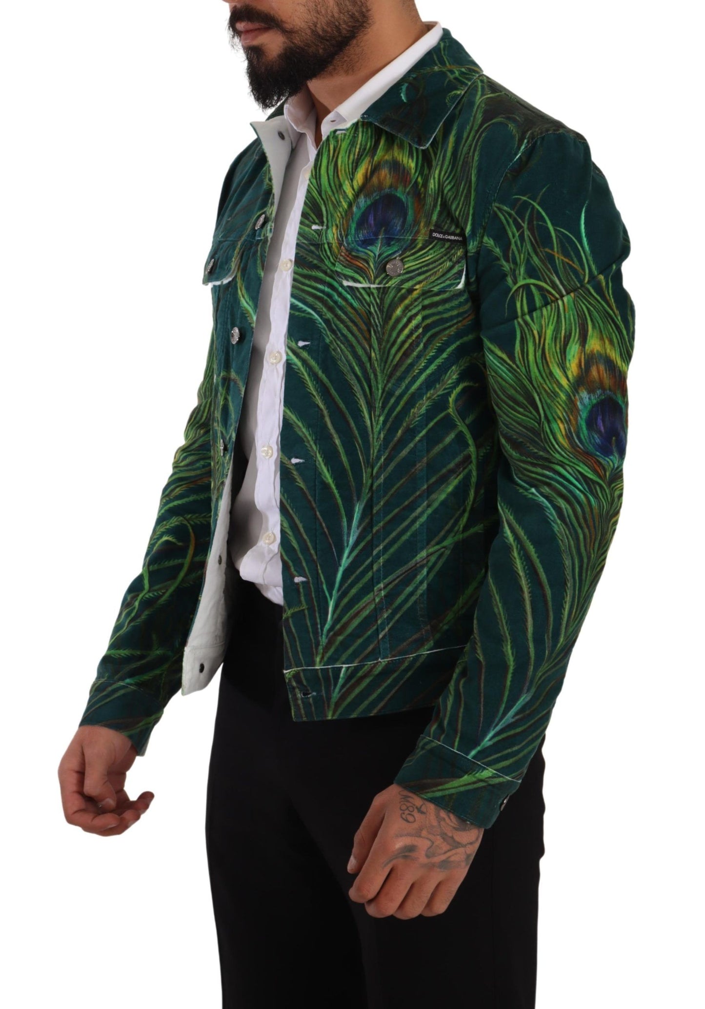 Dolce & Gabbana Elegant Peacock Print Short Jacket