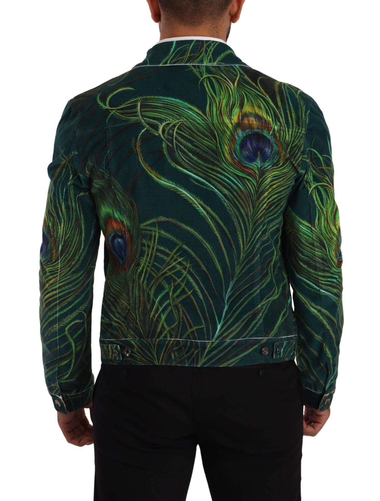 Dolce & Gabbana Elegant Peacock Print Short Jacket