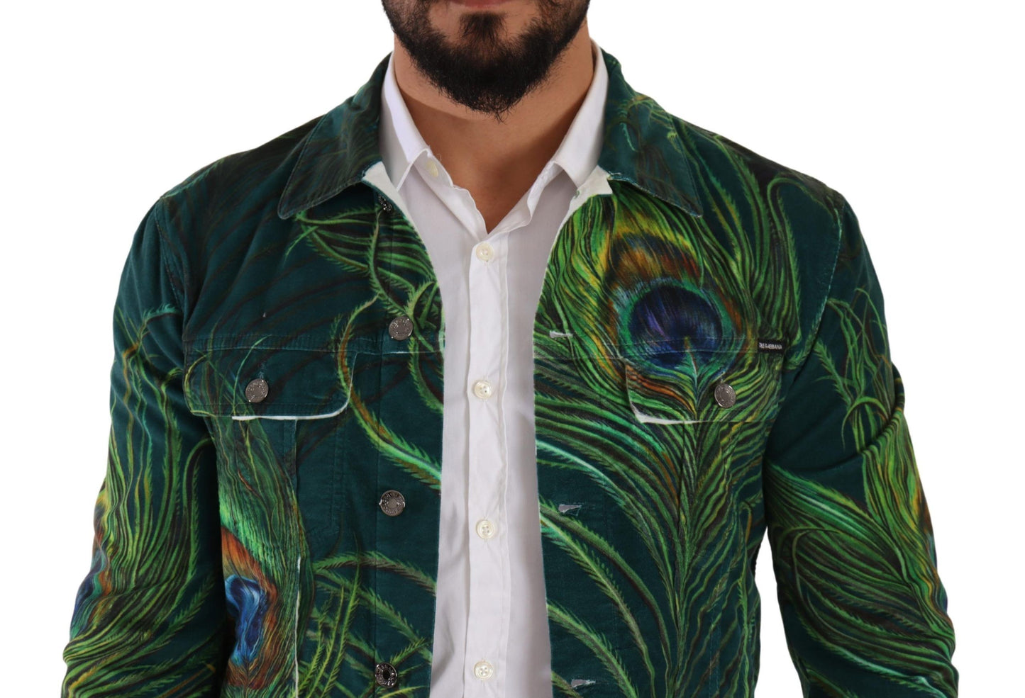 Dolce & Gabbana Elegant Peacock Print Short Jacket