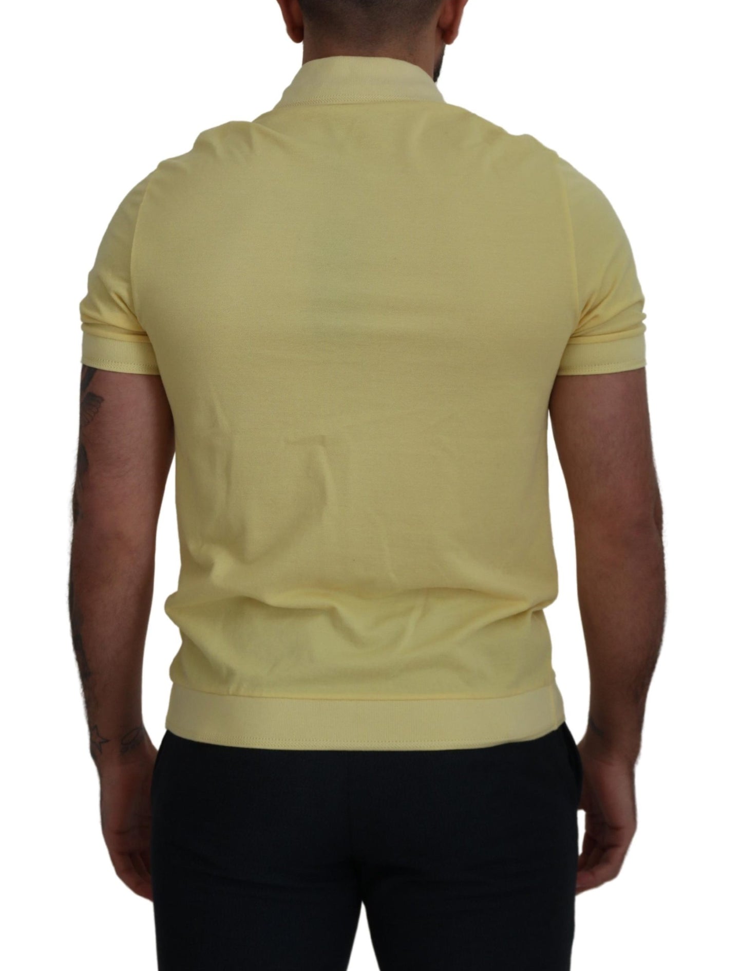 Dolce & Gabbana Elegant Yellow Cotton Collared Tee