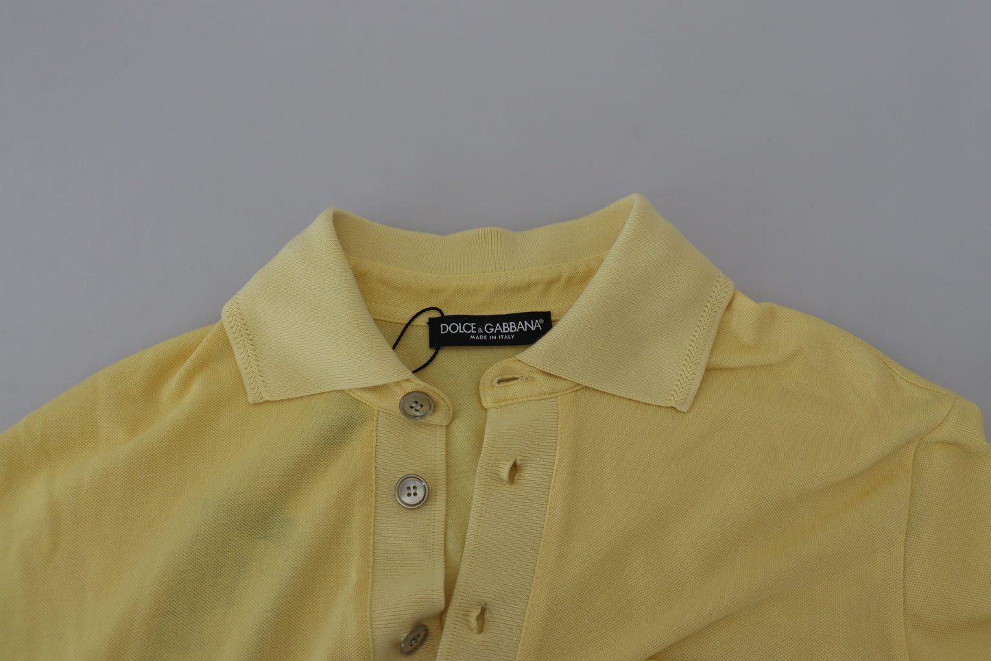 Dolce & Gabbana Elegant Yellow Cotton Collared Tee