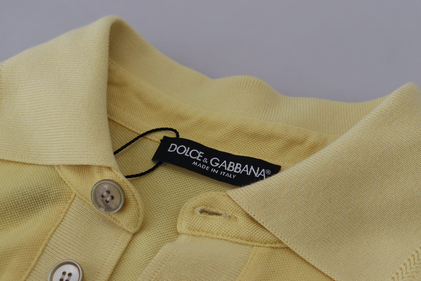 Dolce & Gabbana Elegant Yellow Cotton Collared Tee