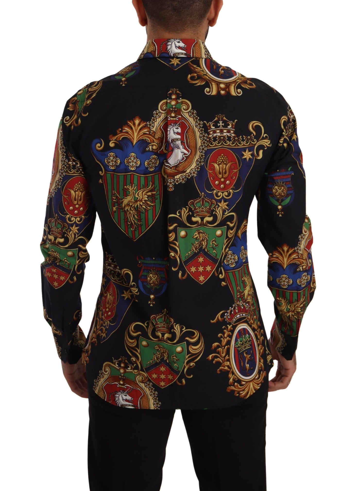 Dolce & Gabbana Elegant Slim Fit Medal Print Cotton Shirt