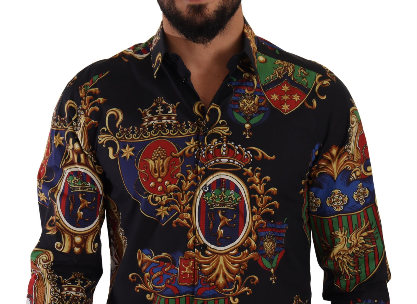 Dolce & Gabbana Elegant Slim Fit Medal Print Cotton Shirt