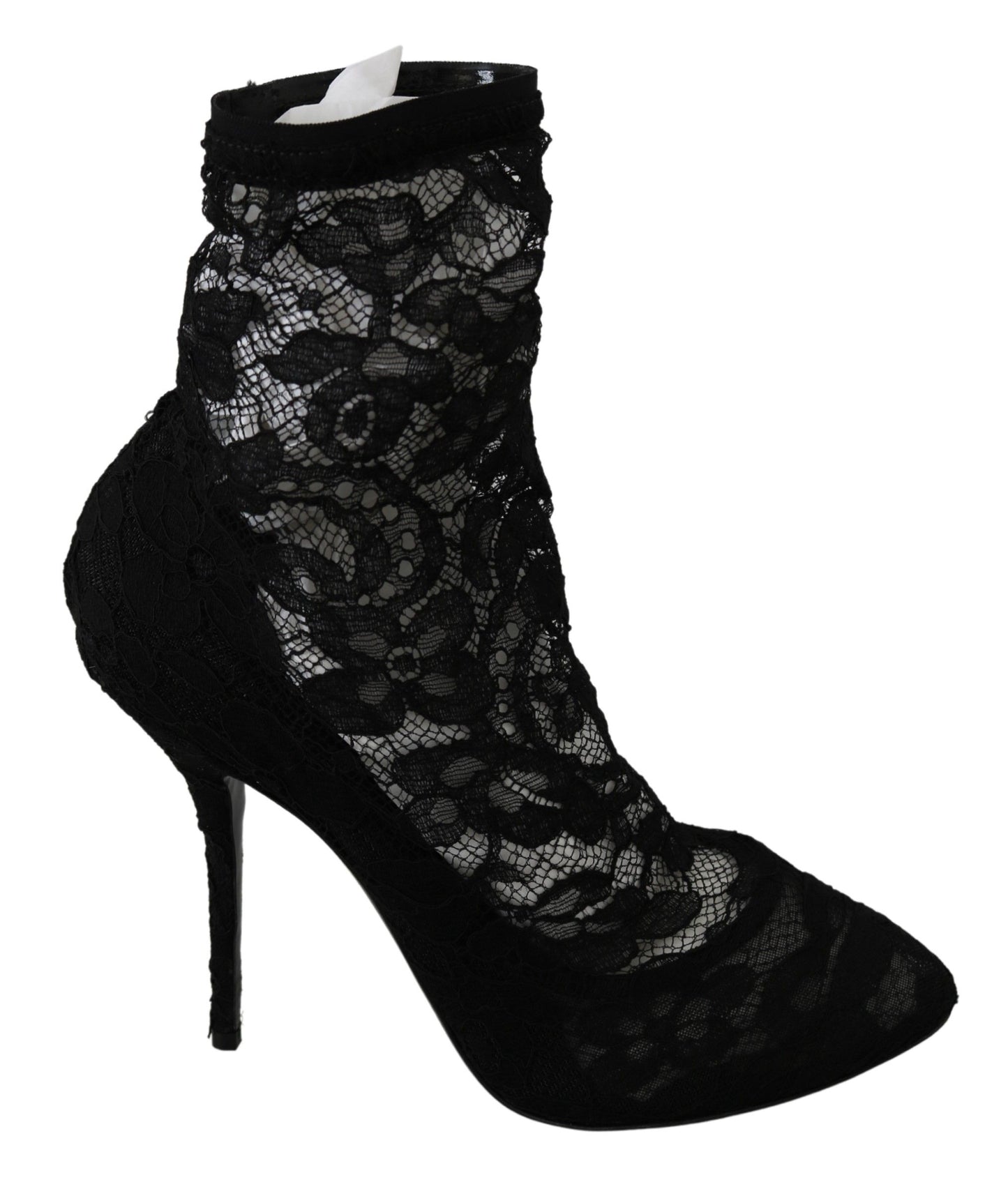 Dolce & Gabbana Elegant Black Floral Lace High Heel Boots