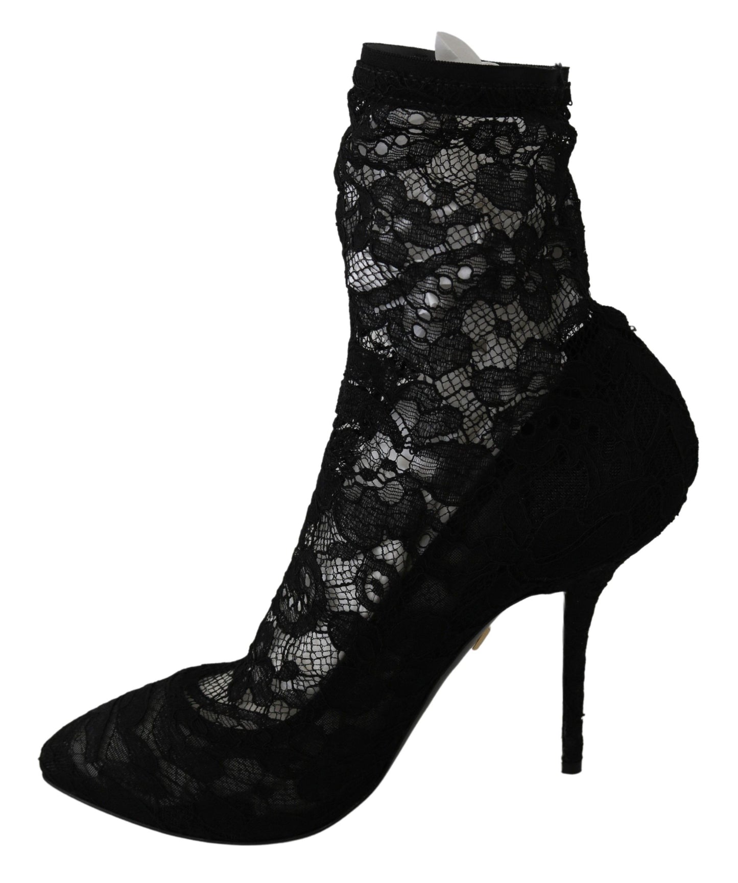 Dolce & Gabbana Elegant Black Floral Lace High Heel Boots