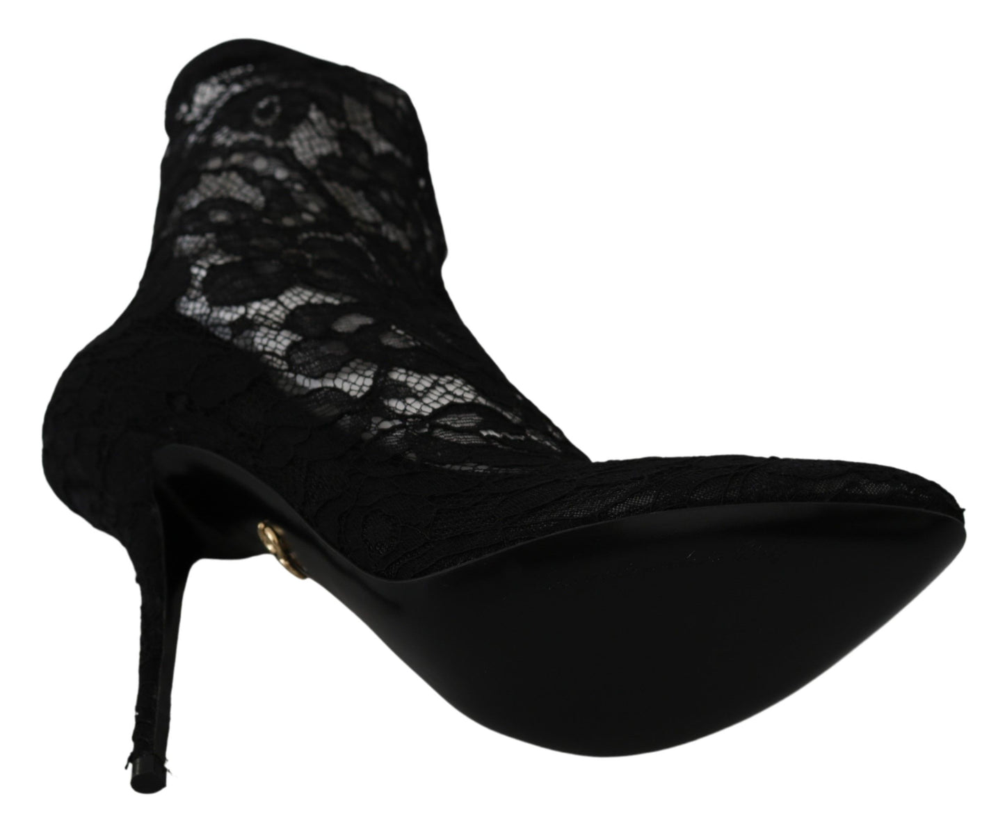 Dolce & Gabbana Elegant Black Floral Lace High Heel Boots