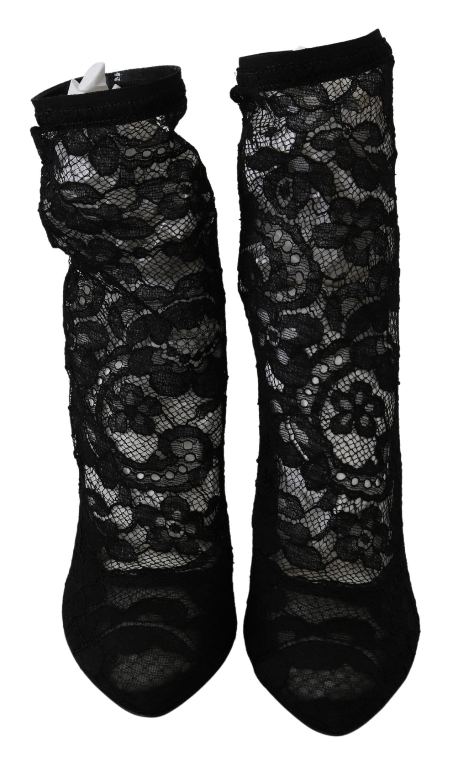 Dolce & Gabbana Elegant Black Floral Lace High Heel Boots