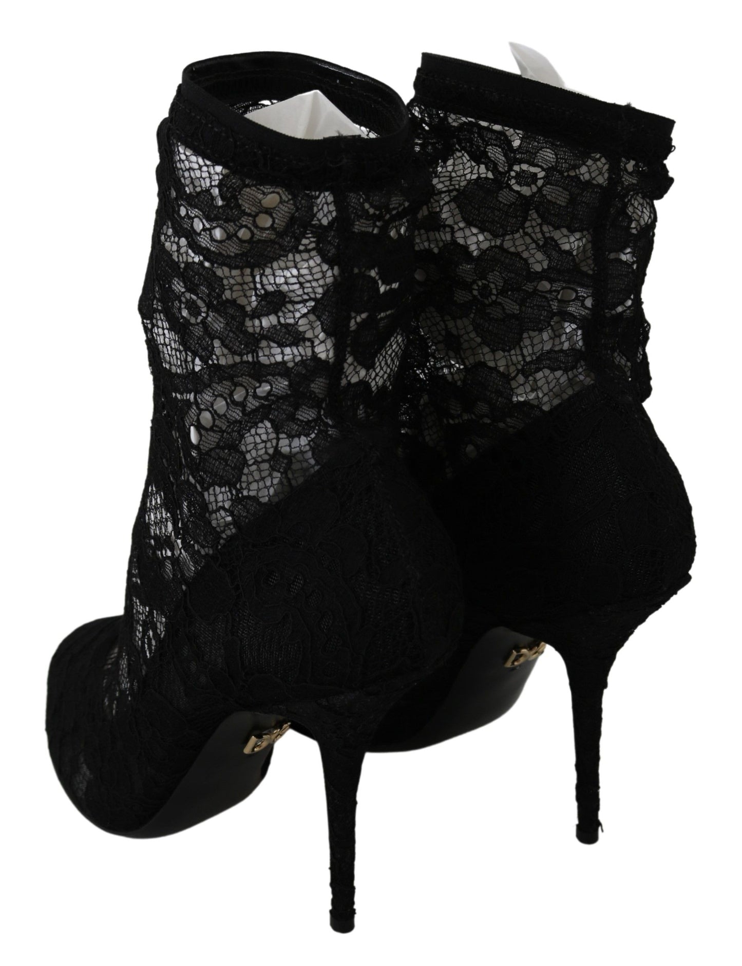 Dolce & Gabbana Elegant Black Floral Lace High Heel Boots