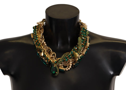 Dolce & Gabbana Opulent Gold Tone Crystal Statement Necklace