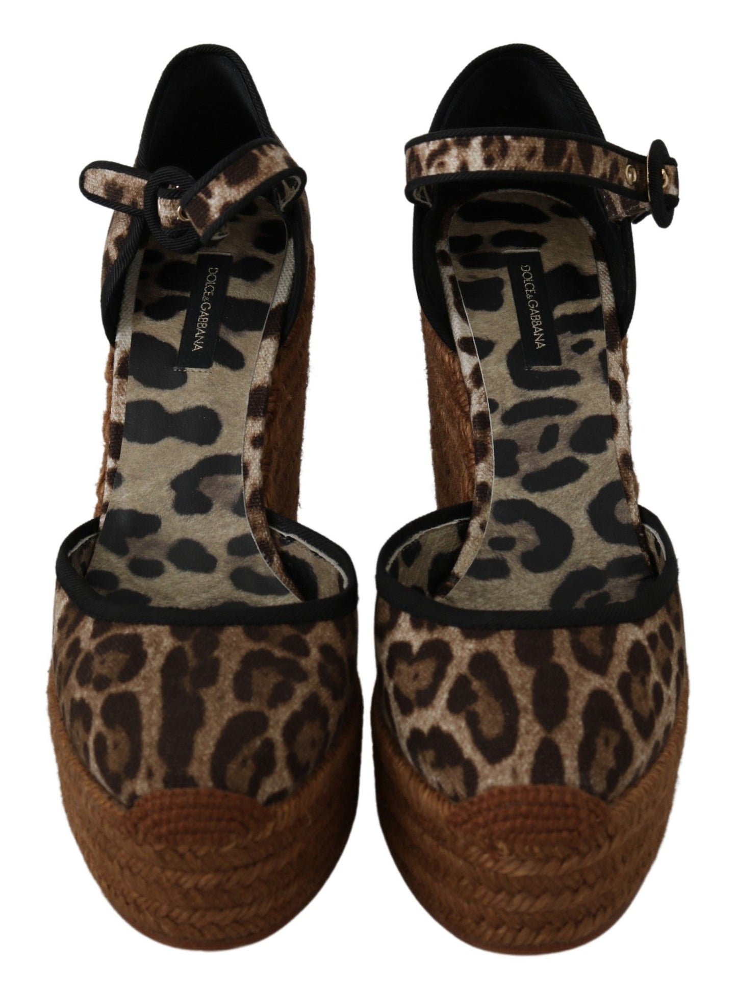 Dolce & Gabbana Elegant Leopard Canvas Wedge Sandals