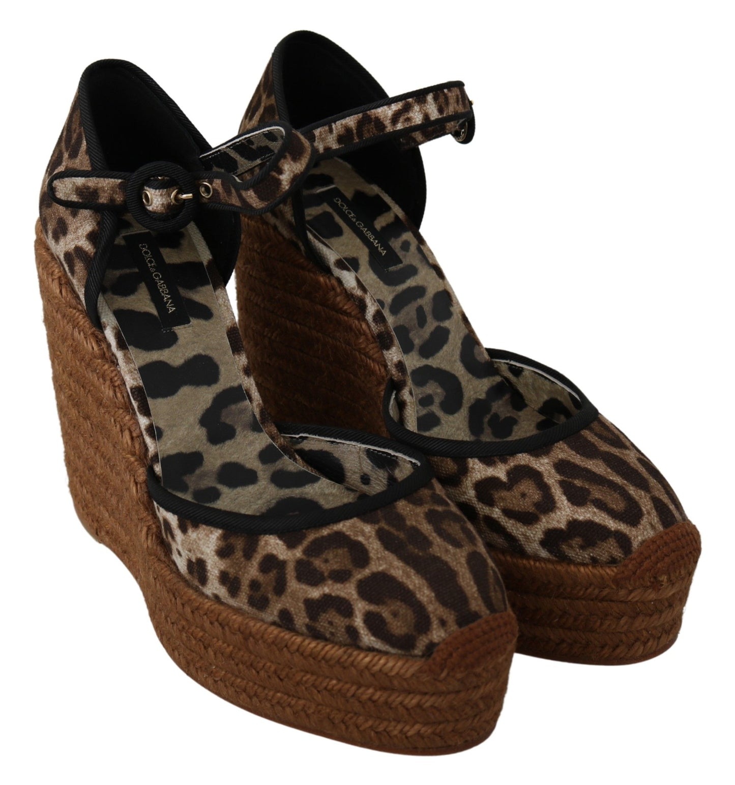 Dolce & Gabbana Elegant Leopard Canvas Wedge Sandals