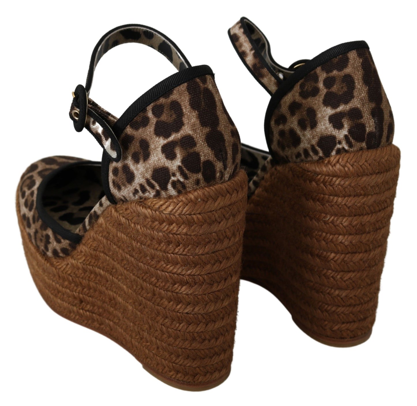 Dolce & Gabbana Elegant Leopard Canvas Wedge Sandals