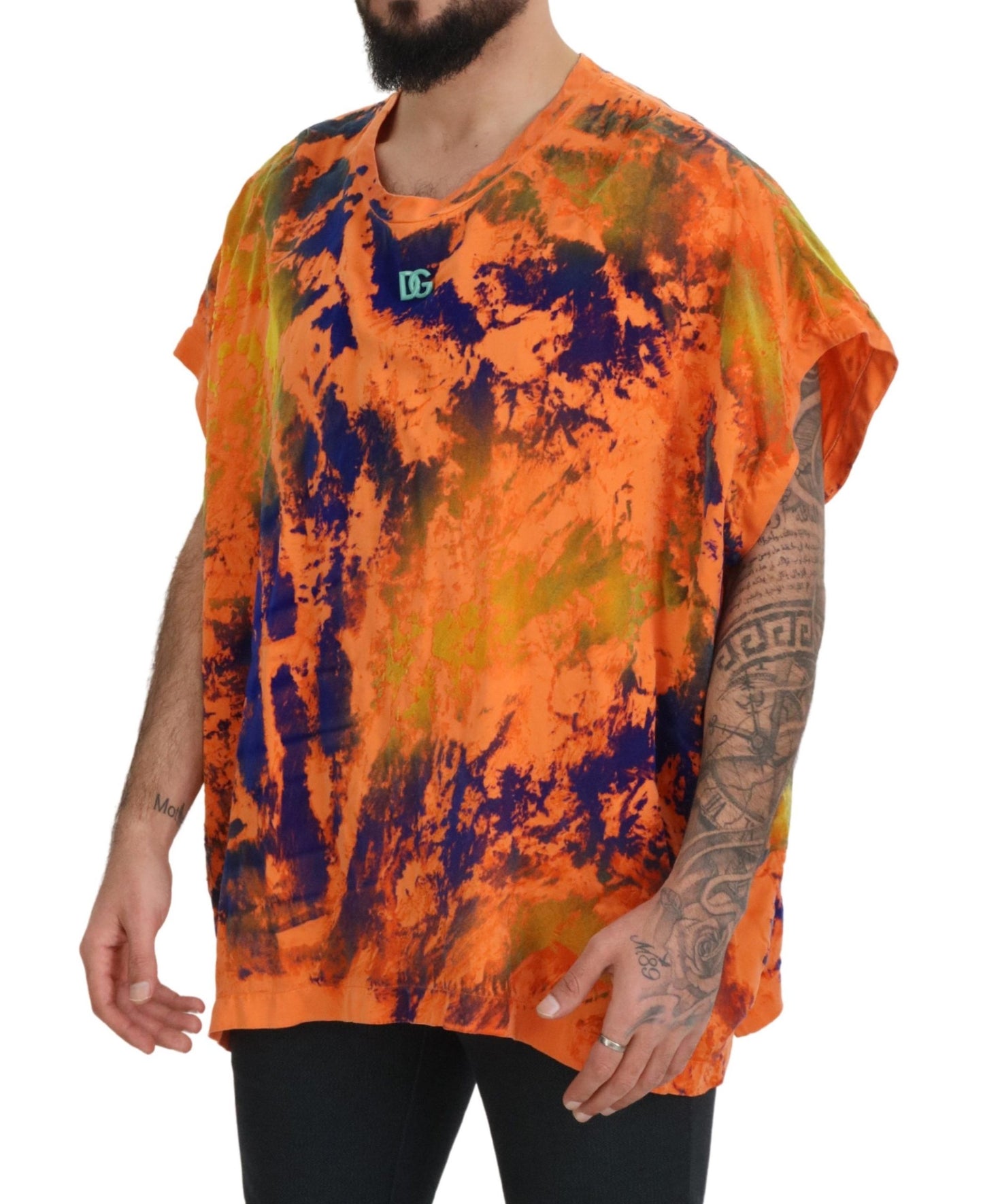 Dolce & Gabbana Elegant Orange Tie Dye Silk T-Shirt