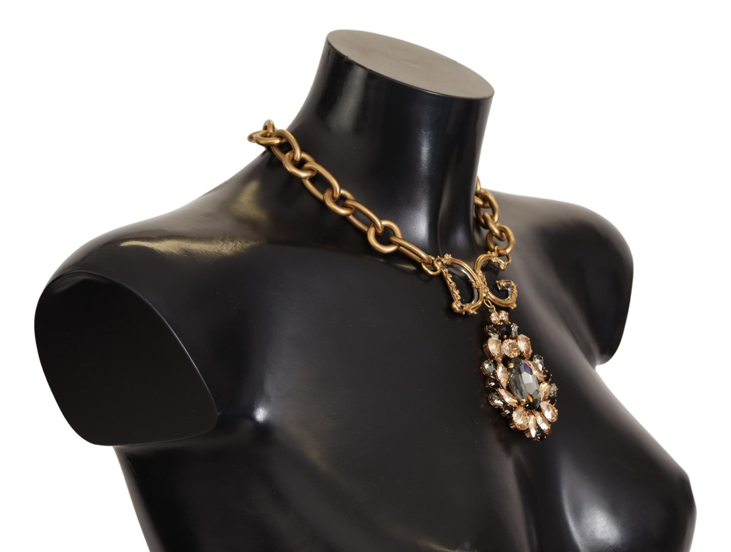 Dolce & Gabbana Elegant Gold Statement Necklace with Crystals