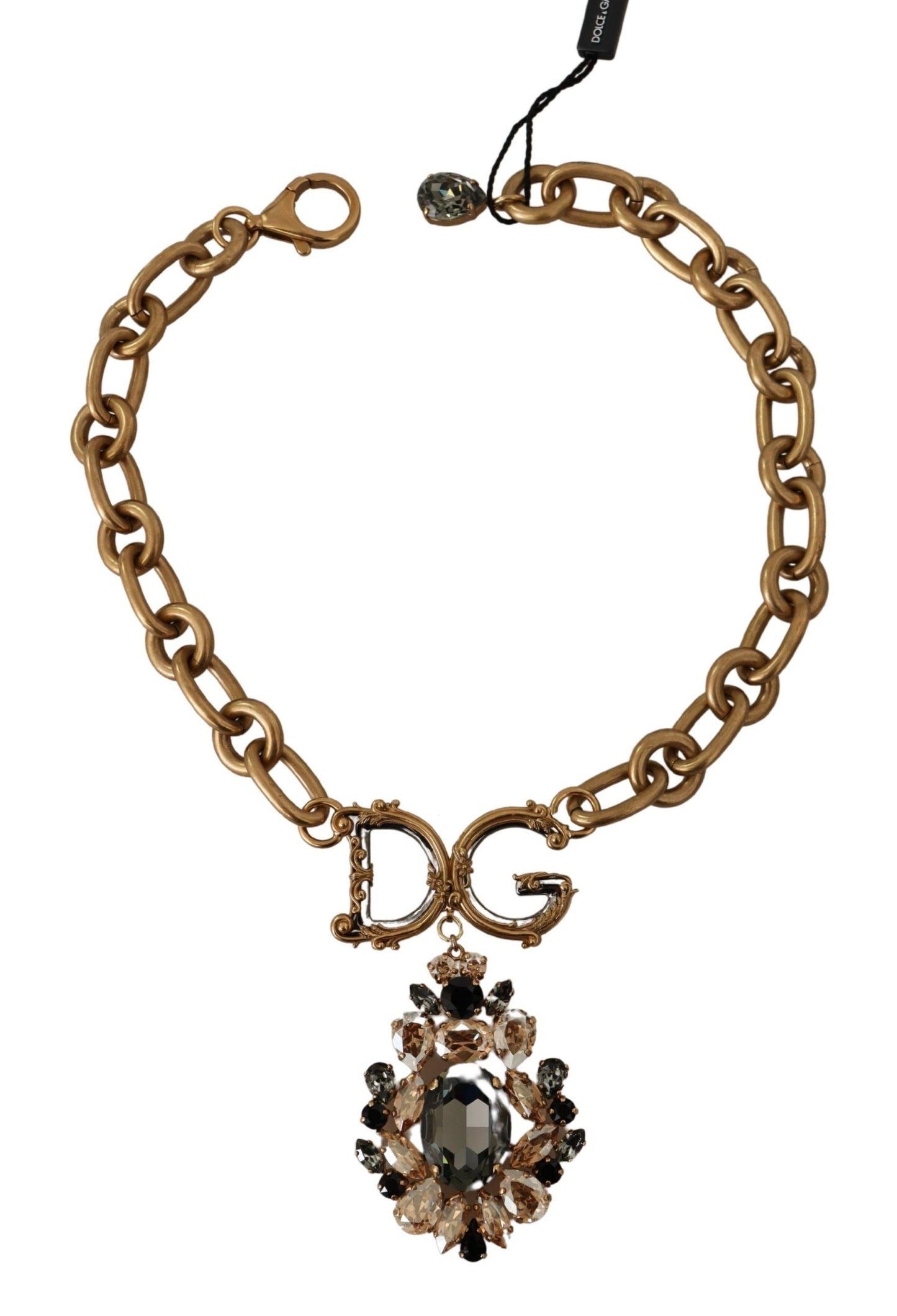 Dolce & Gabbana Elegant Gold Statement Necklace with Crystals