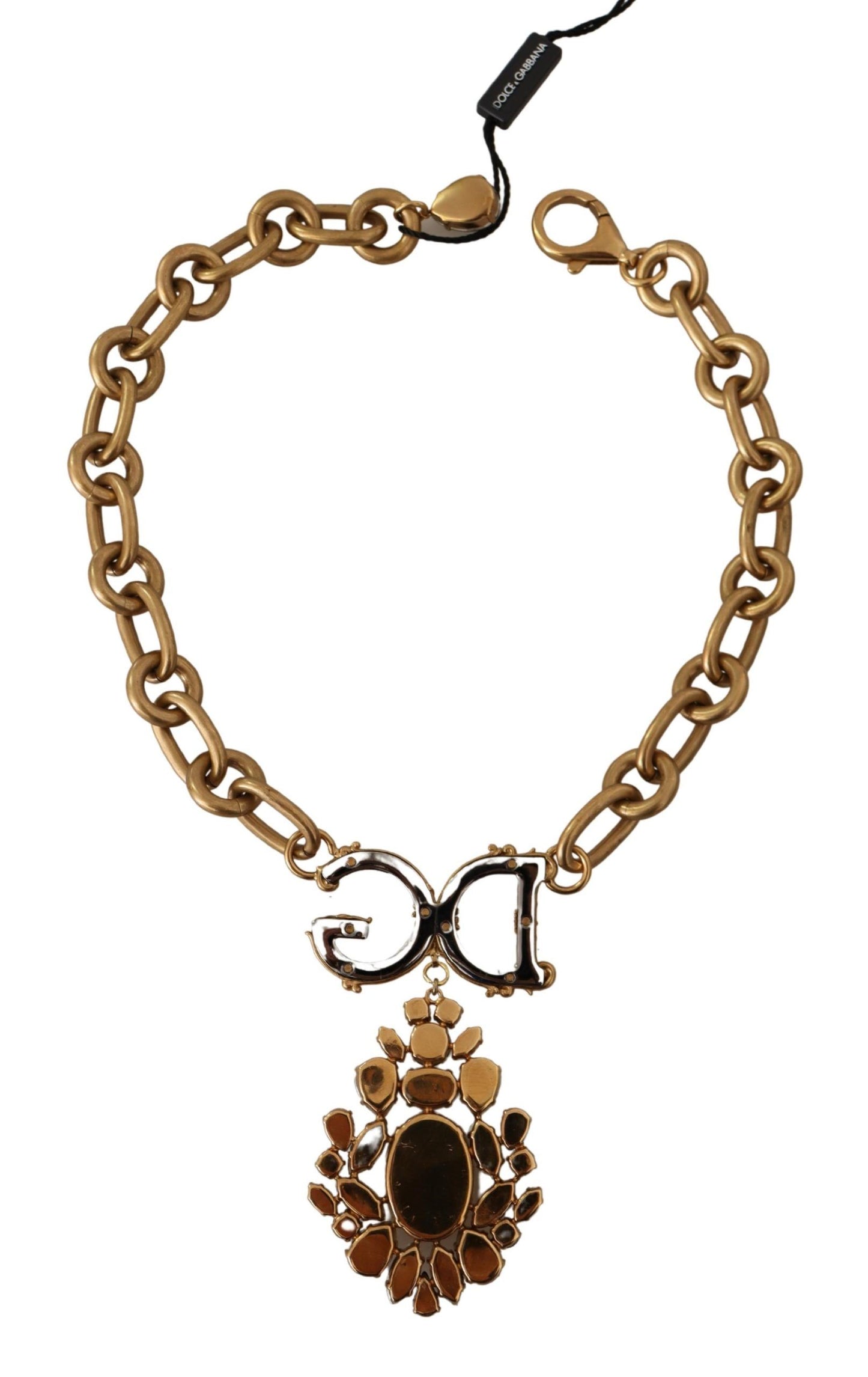 Dolce & Gabbana Elegant Gold Statement Necklace with Crystals