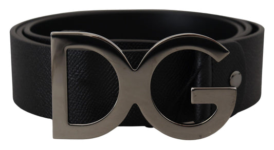 Dolce & Gabbana Elegant Black Leather Belt with DG Buckle