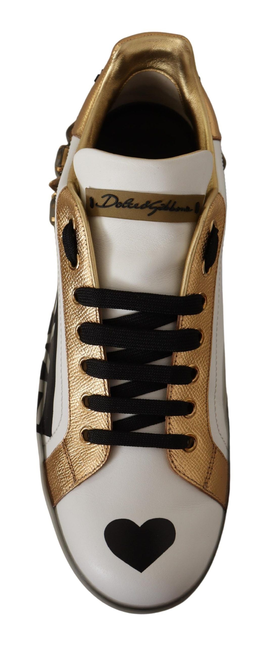 Dolce & Gabbana Elegant White Gold Low-Top Sneakers