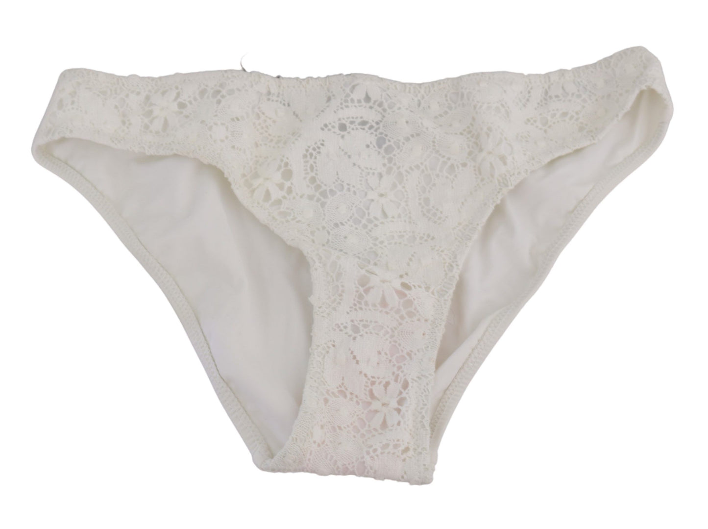 Dolce & Gabbana Elegant White Lace Bikini Bottoms