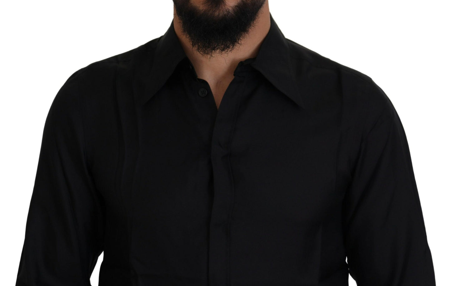 Dolce & Gabbana Sleek Silk Black Dress Shirt Slim Fit