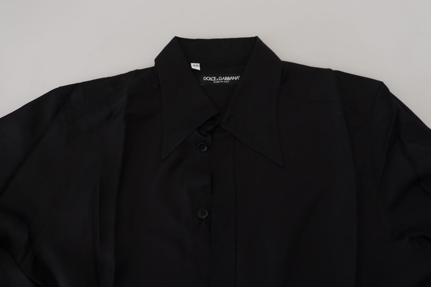 Dolce & Gabbana Sleek Silk Black Dress Shirt Slim Fit