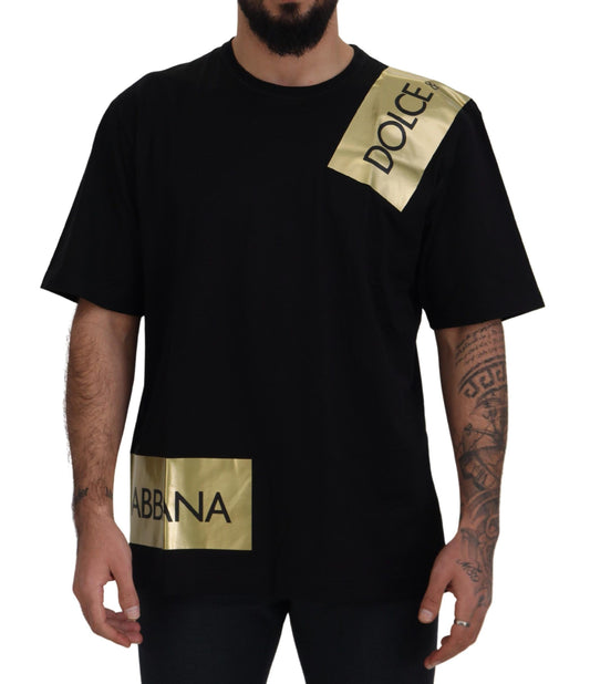 Dolce & Gabbana Elegant Black Gold Logo Tee