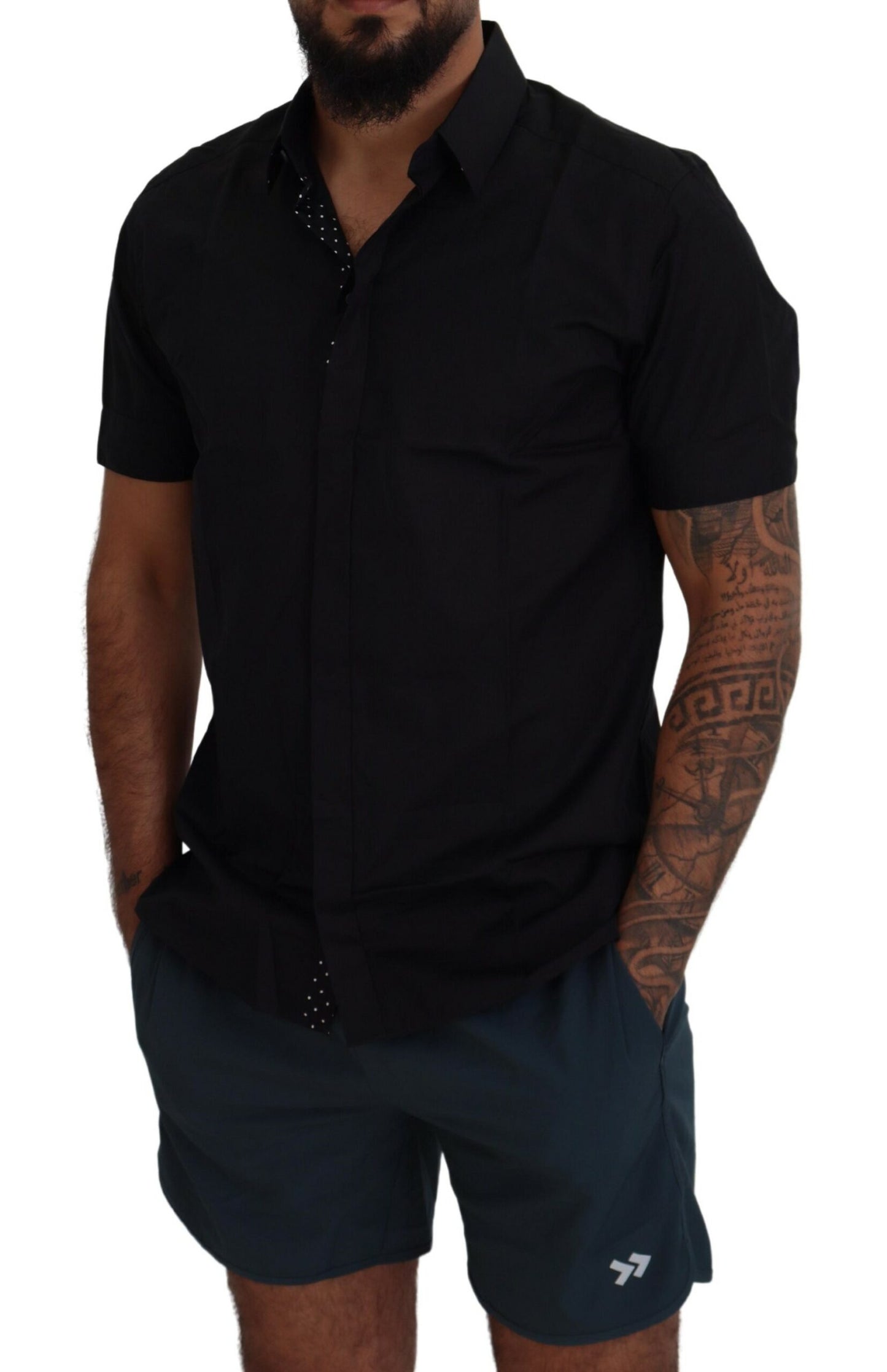 Dolce & Gabbana Elegant Black Silk Blend Dress Shirt