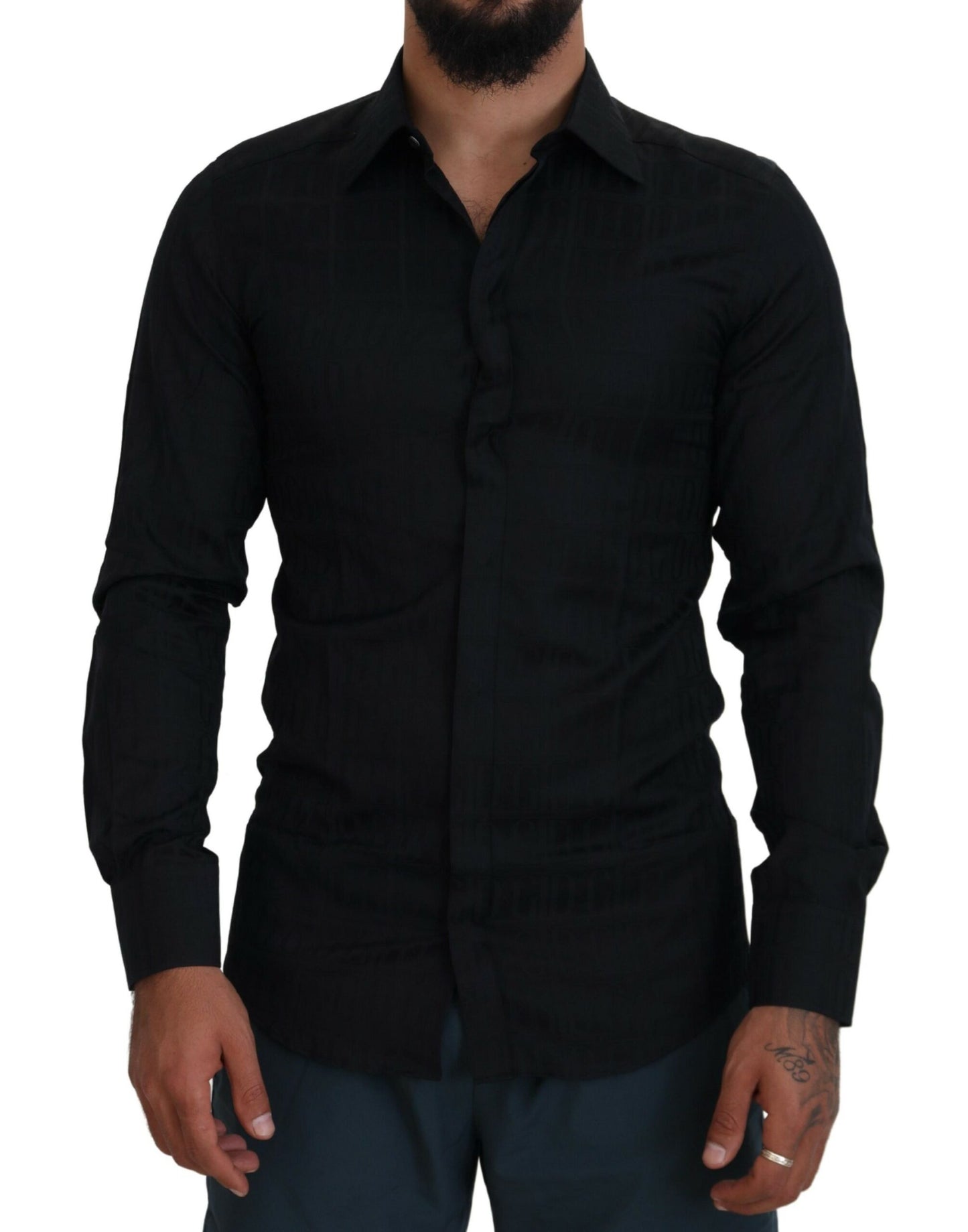 Dolce & Gabbana Elegant Slim Fit Black Cotton Dress Shirt