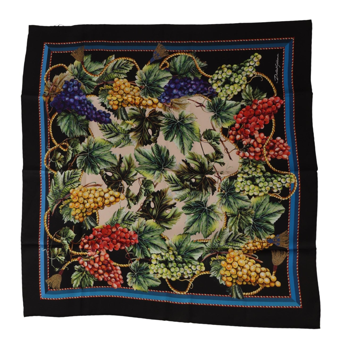 Dolce & Gabbana Elegant Grape Print Silk Square Scarf