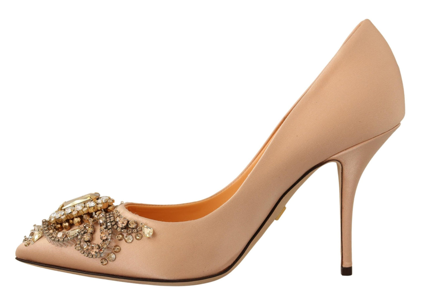 Dolce & Gabbana Elegant Nude Satin Crystal-Embellished Pumps