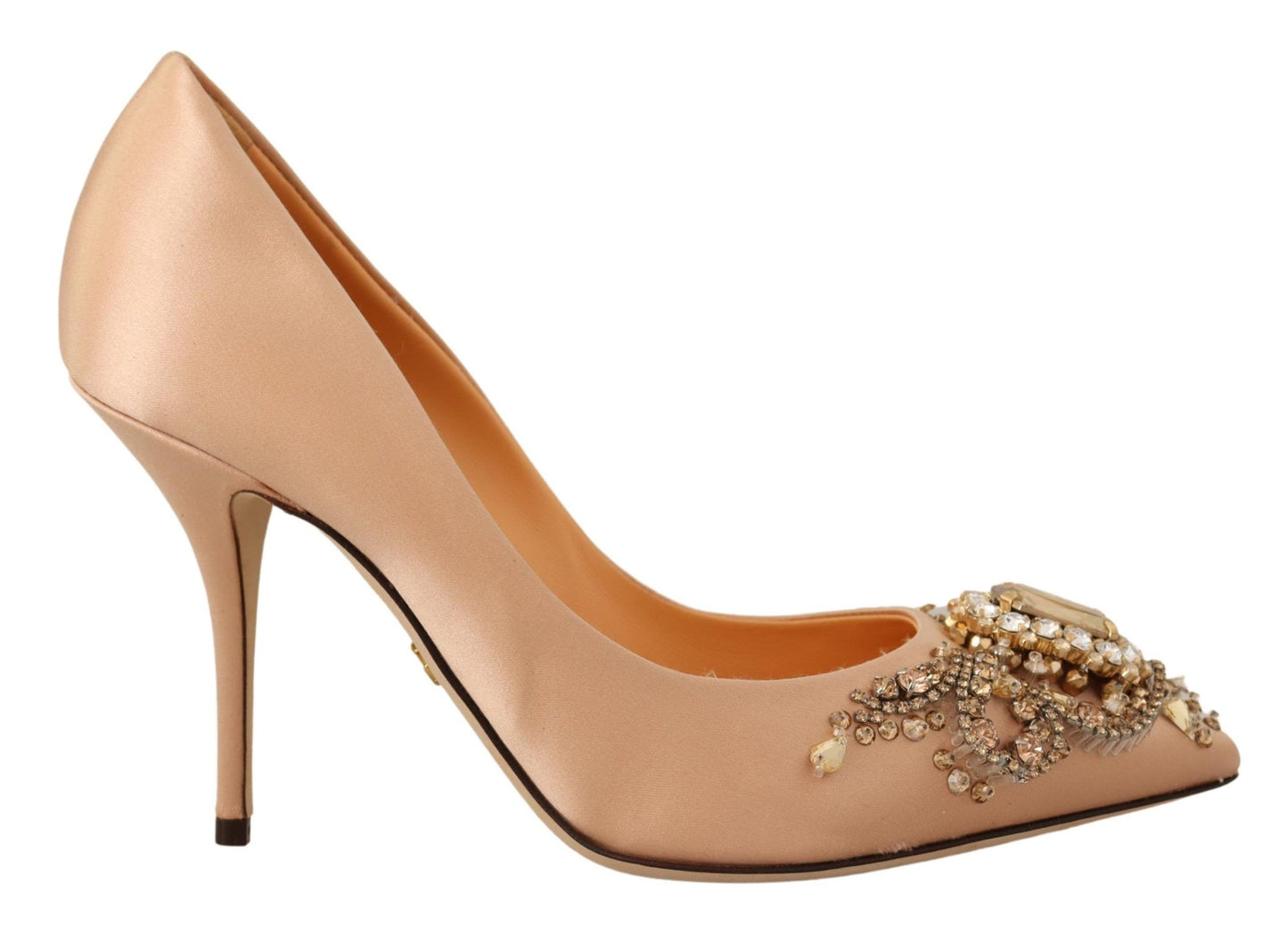 Dolce & Gabbana Elegant Nude Satin Crystal-Embellished Pumps