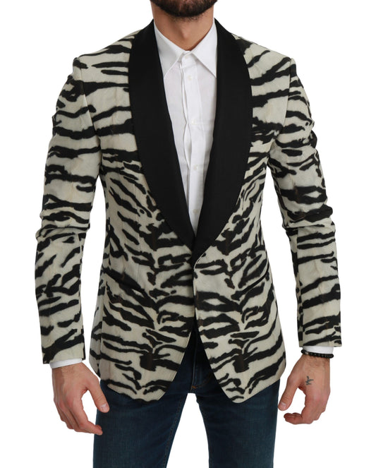 Dolce & Gabbana Zebra Print Silk Formal Blazer