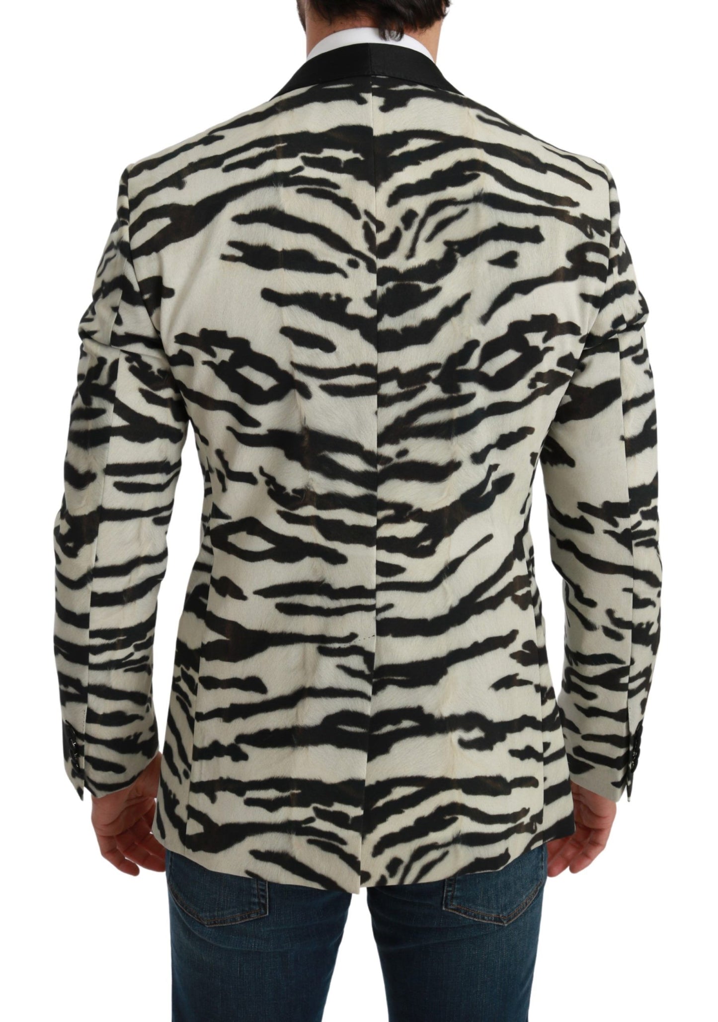 Dolce & Gabbana Zebra Print Silk Formal Blazer