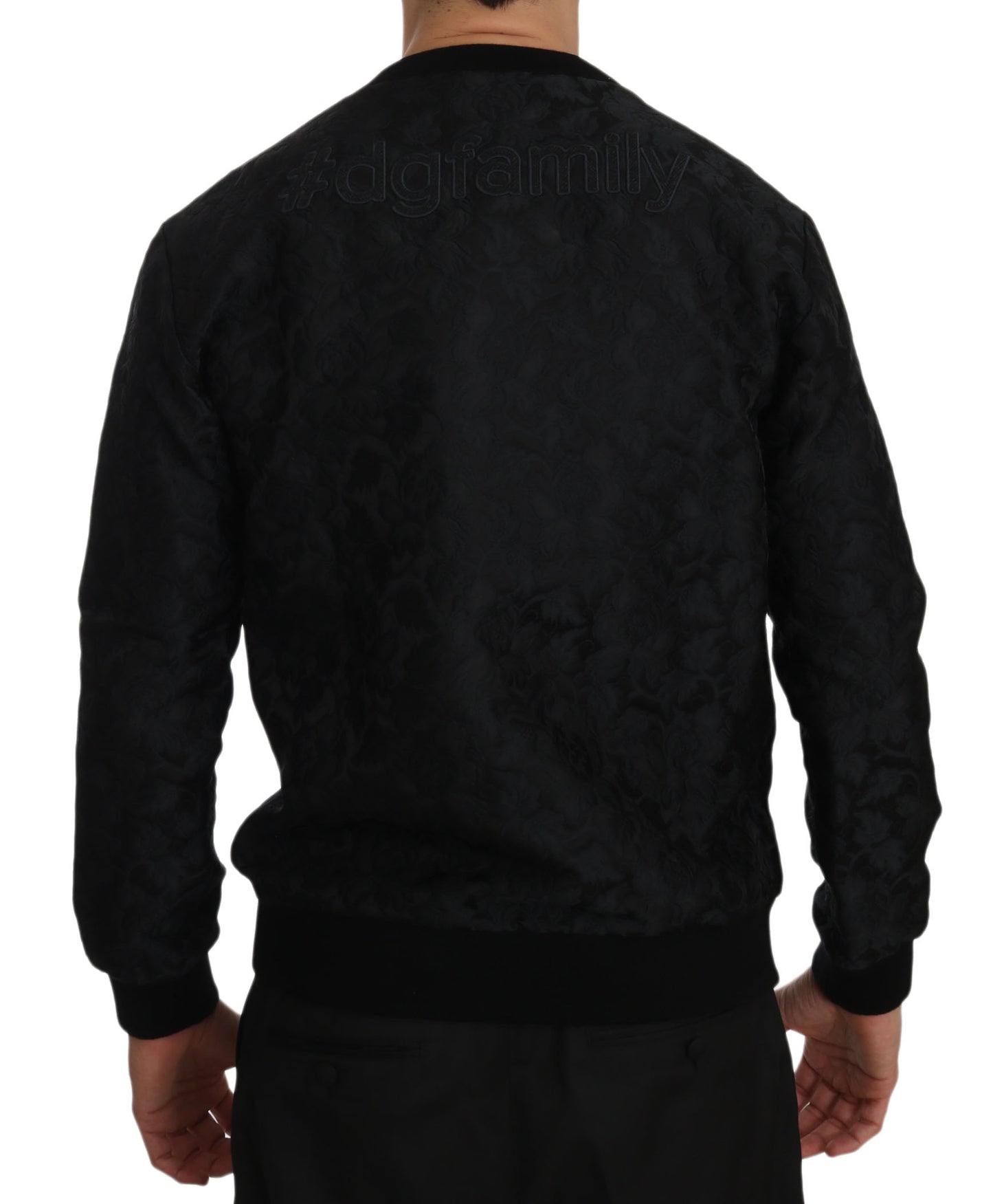 Dolce & Gabbana Elegant Embroidered Black Brocade Sweater