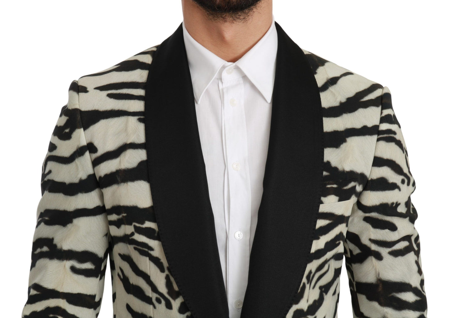 Dolce & Gabbana Zebra Print Silk Formal Blazer