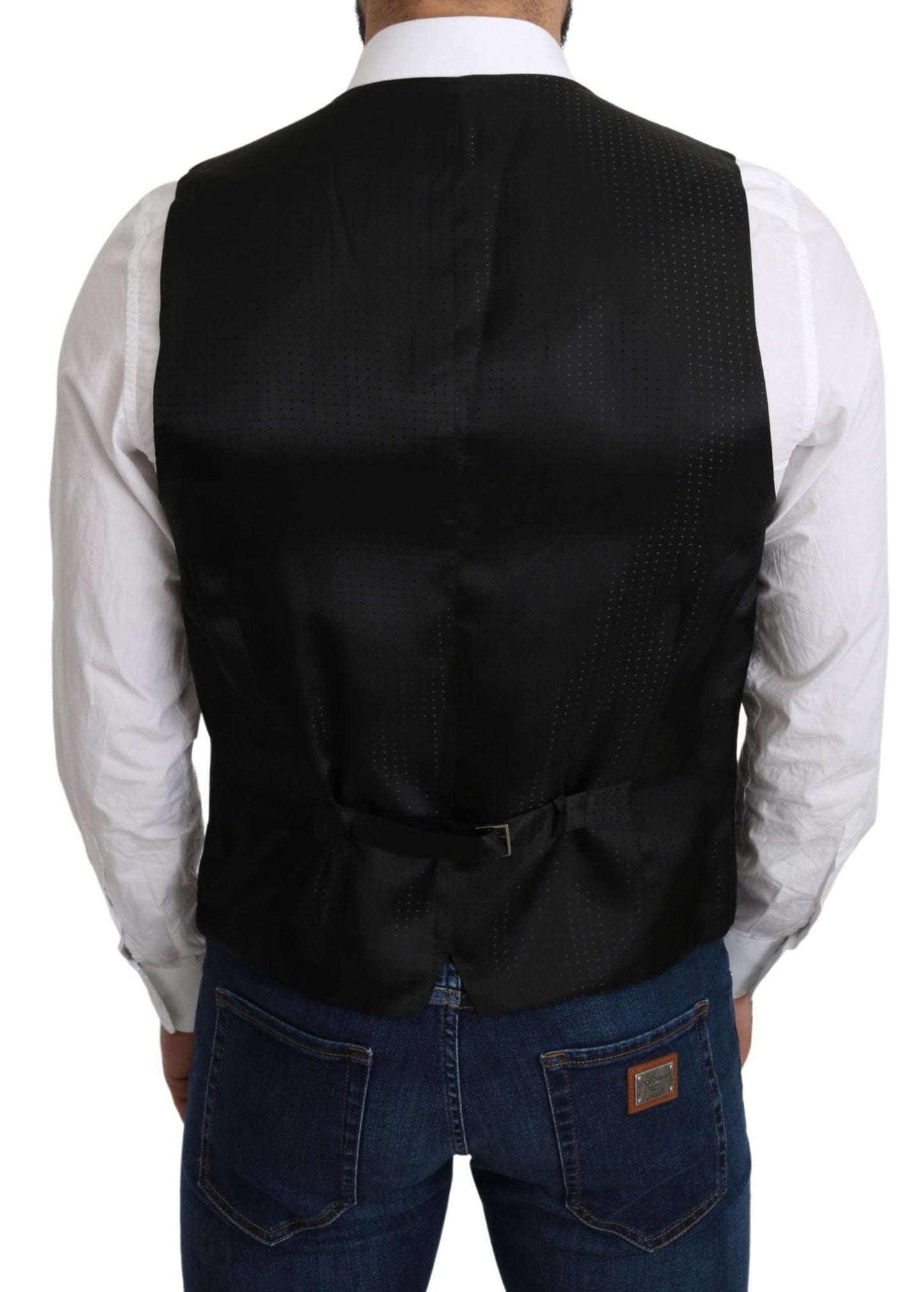 Dolce & Gabbana Elegant Black Silk Formal Vest